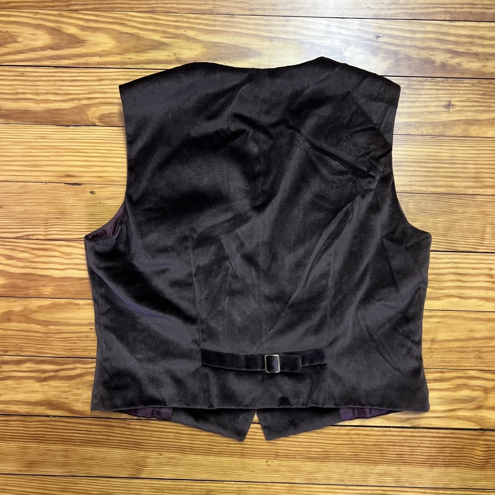 Vintage Liz Sport Lizsport Velvet Vest Size 12 Brown Button Up 90's Y2K - Picture 5 of 8